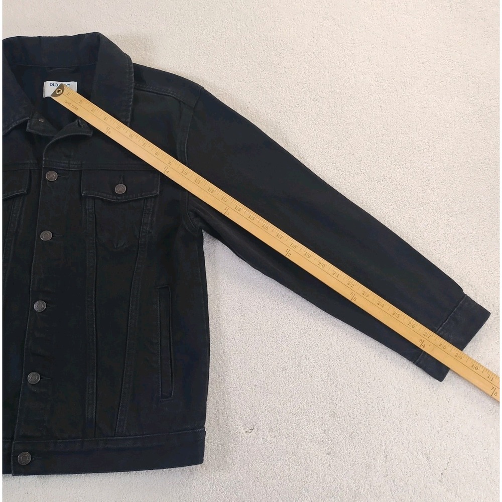 Old Navy Denim Jacket Fits Adult S/XS Black Trucker Cowboy Grunge Workwear - Picture 13 of 14